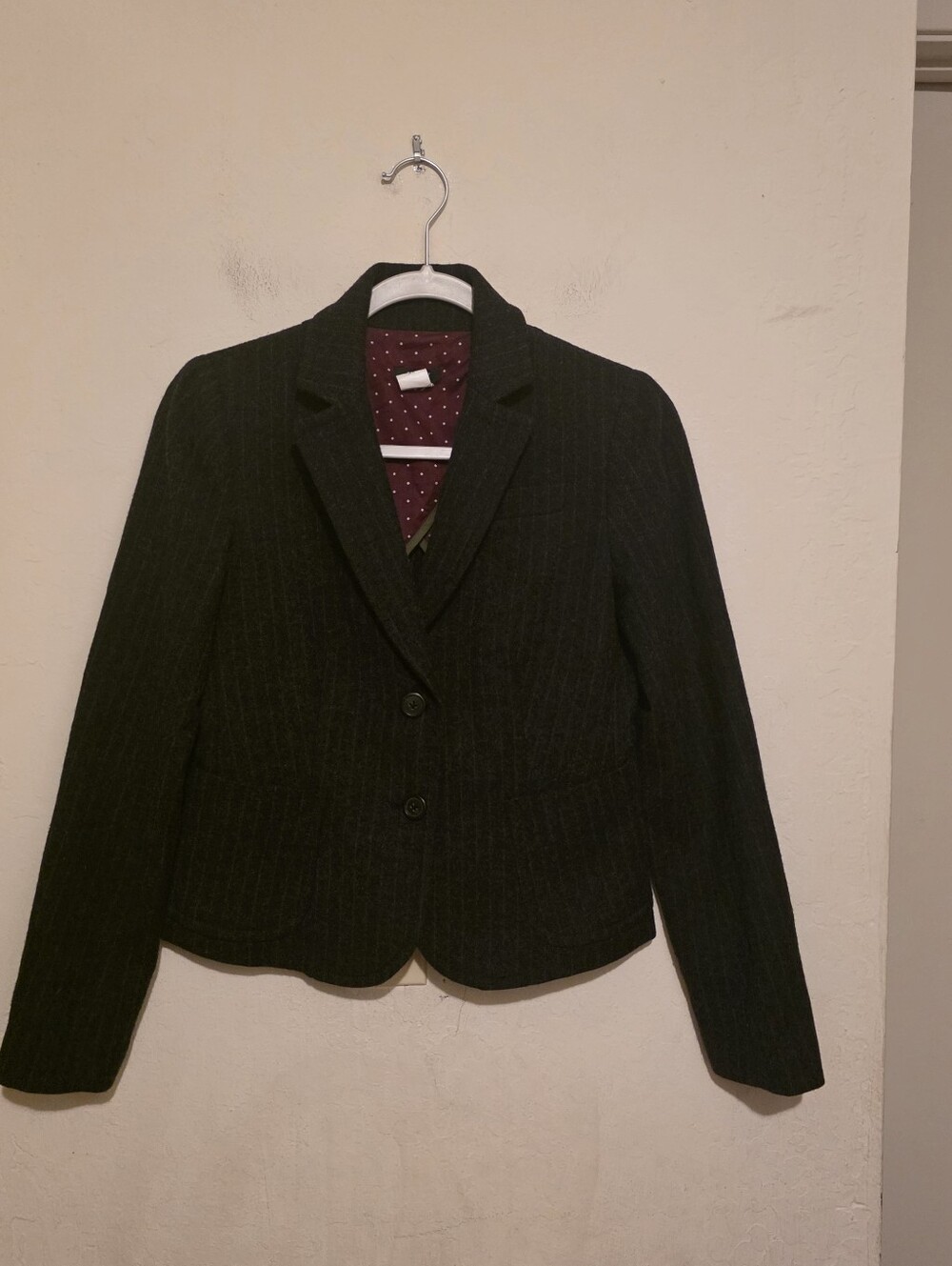 J.CREW Women's Black Pinstripe Wool Blazer Jacket Size 0